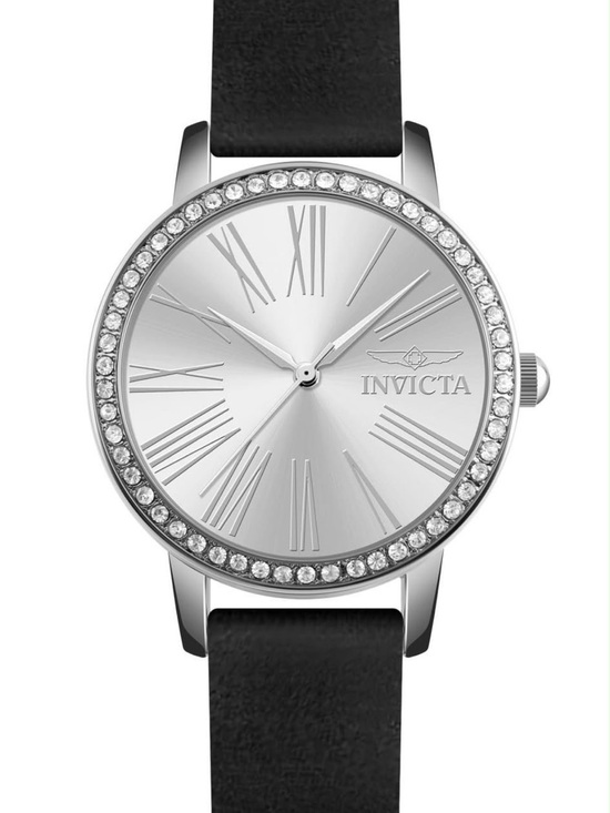 Invicta Accessories - Invicta Celestial Lady Silver Dial Watch with Black Strap and Crystal Bezel 31mm